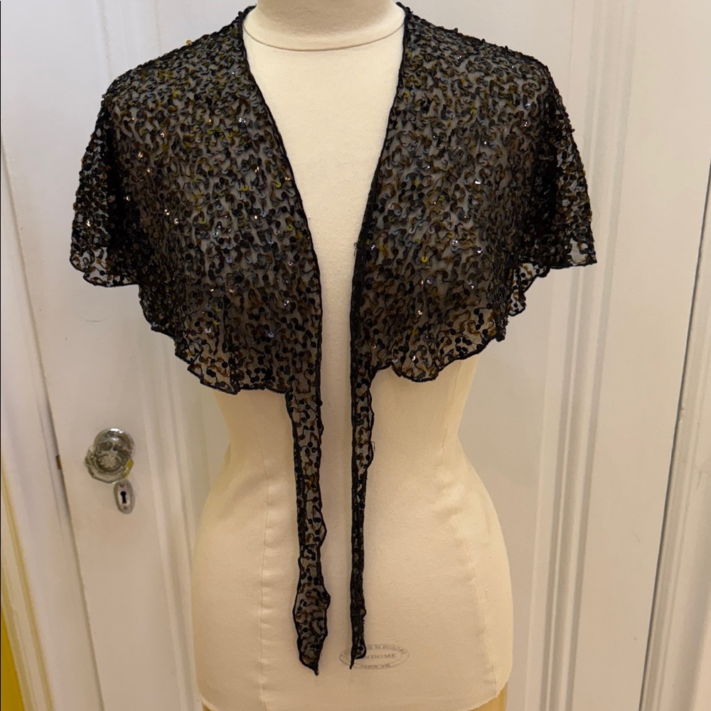 Dollhouse Black Lace Shawl with sequins